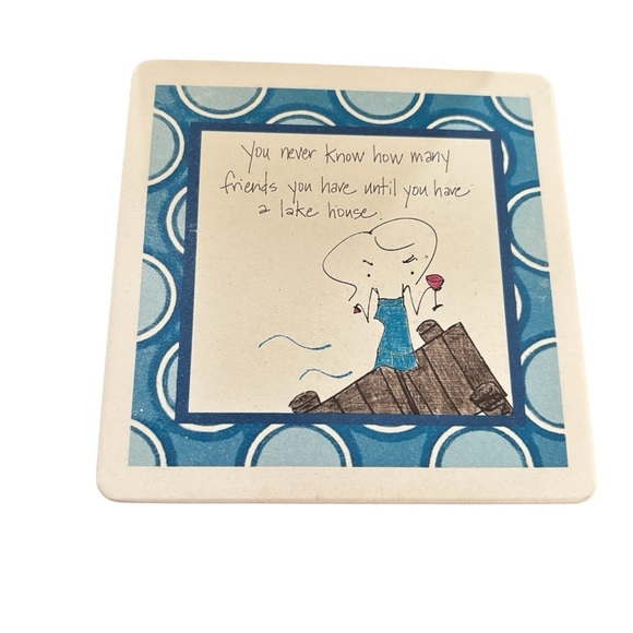 CoasterStone Coasters Set 4 You Never Know How Many Friends You Have Lake Life - Picture 2 of 4